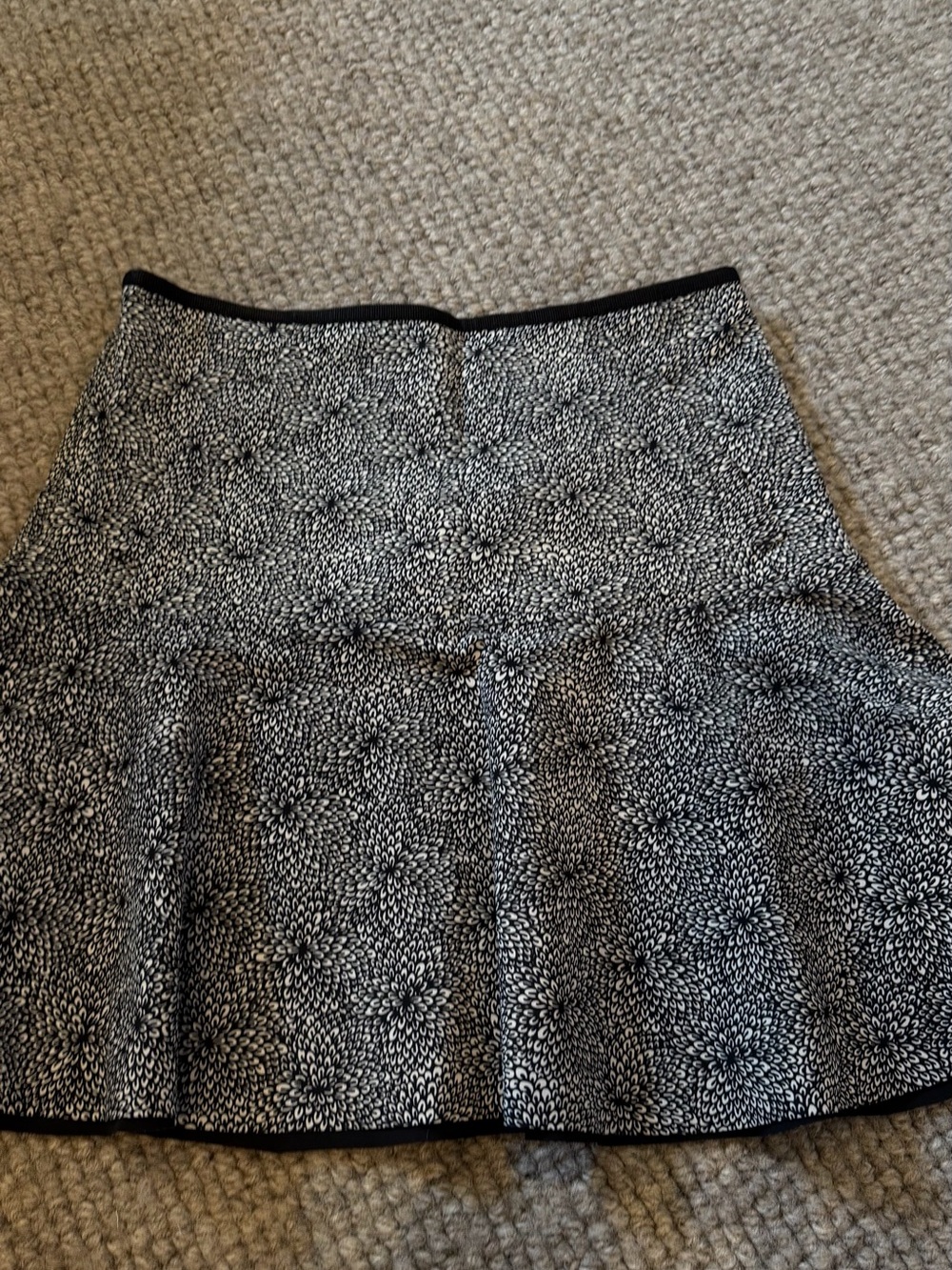 Vintage Lululemon Black & White Floral-Print Flared Skirt
